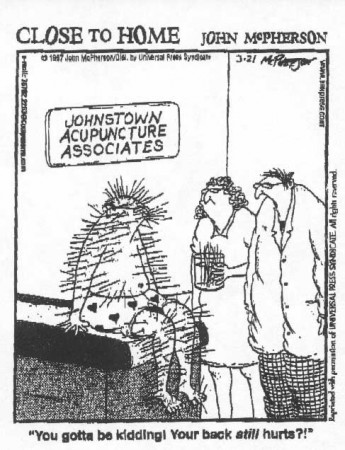 La médecine chinoise traditionnelle avec l'acupuncture pointée du doigt.